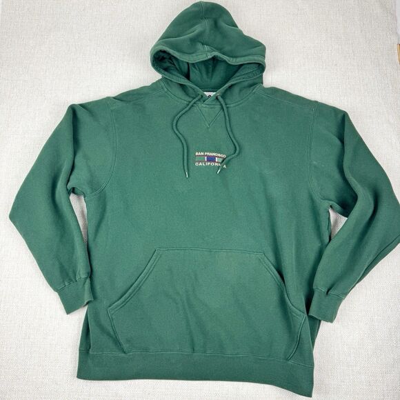 Vintage Lee Sport San Francisco California Men's Green Embroidered Hoodie - Picture 1 of 15
